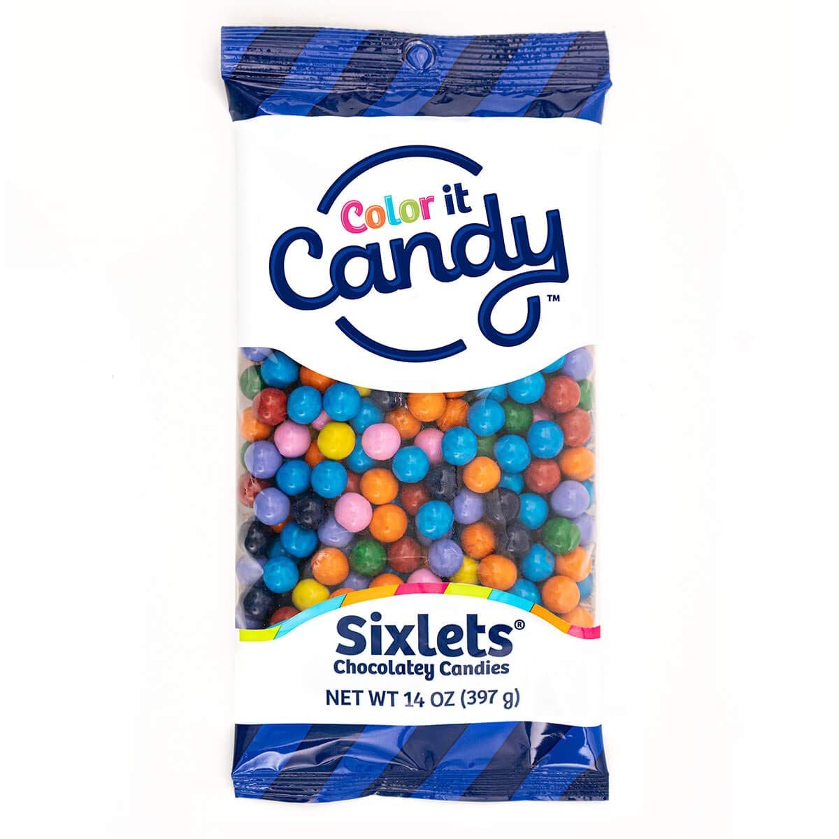 Color It Candy Tie Dye Mix Sixlets 14 Oz Peg Bag - Perfect for Table Centerpieces, Weddings, Birthdays, Candy Buffets, Party Favors.