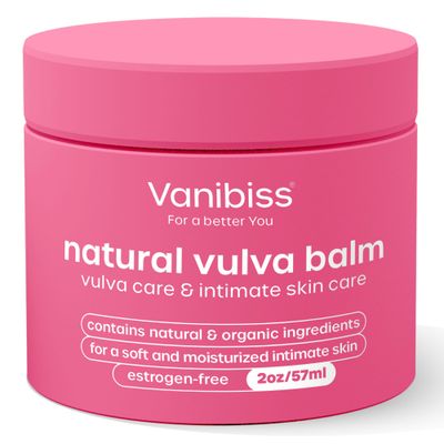 Vanibiss Natural Vulva Balm - Vulva Cream Tender Skin Care, Hydrating Vulvar Balm - Relieves Dryness, Itching, Chafing, Burning - Menopause Support for Women - Estrogen Free (2oz)