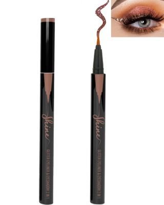 Bronze Glitter Eyeliner Liquid Liner-1Pcs Brown Metallic Shimmer Sparkling Colored Eye Liner Eyeshadow Makeup Pen, Long Lasting High Pigmented Waterproof Smudge-proof Eyeliner Pencil, Gift for Women