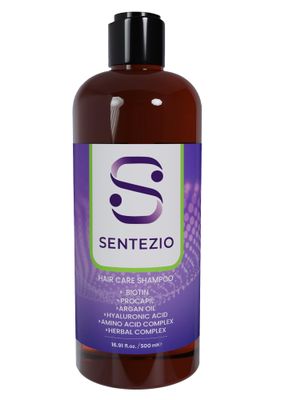 Sentezio Hair Loss Shampoo - Advanced Formula with Biotin Hyaluronic Acid Argan Oil - Strengthens, Repairs, Thickens Hair for Women Men - Scalp Care for Hair Loss Thinning - 16.91 fl.oz.