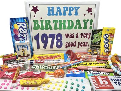 RETRO CANDY YUM 1978 47th Birthday Gift Box Nostalgic Candy Assortment from Childhood for 47 Year Old Man or Woman Born 1978
