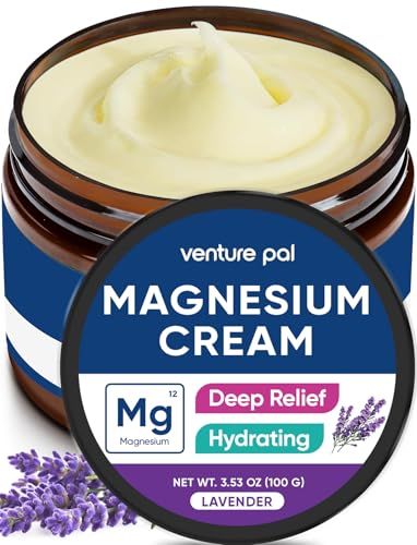 Venture Pal Magnesium Lotion, Topical Magnesium Cream for Sleep, Leg Cramps Pain, Muscle Relaxation, Calm, Moisturizing Supplement with Coconut Oil, Shea Butter Hyaluronic Acid, Safe for Kids