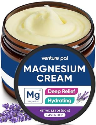 Venture Pal Magnesium Lotion, Topical Magnesium Cream for Sleep, Leg Cramps Pain, Muscle Relaxation, Calm, Moisturizing Supplement with Coconut Oil, Shea Butter Hyaluronic Acid, Safe for Kids