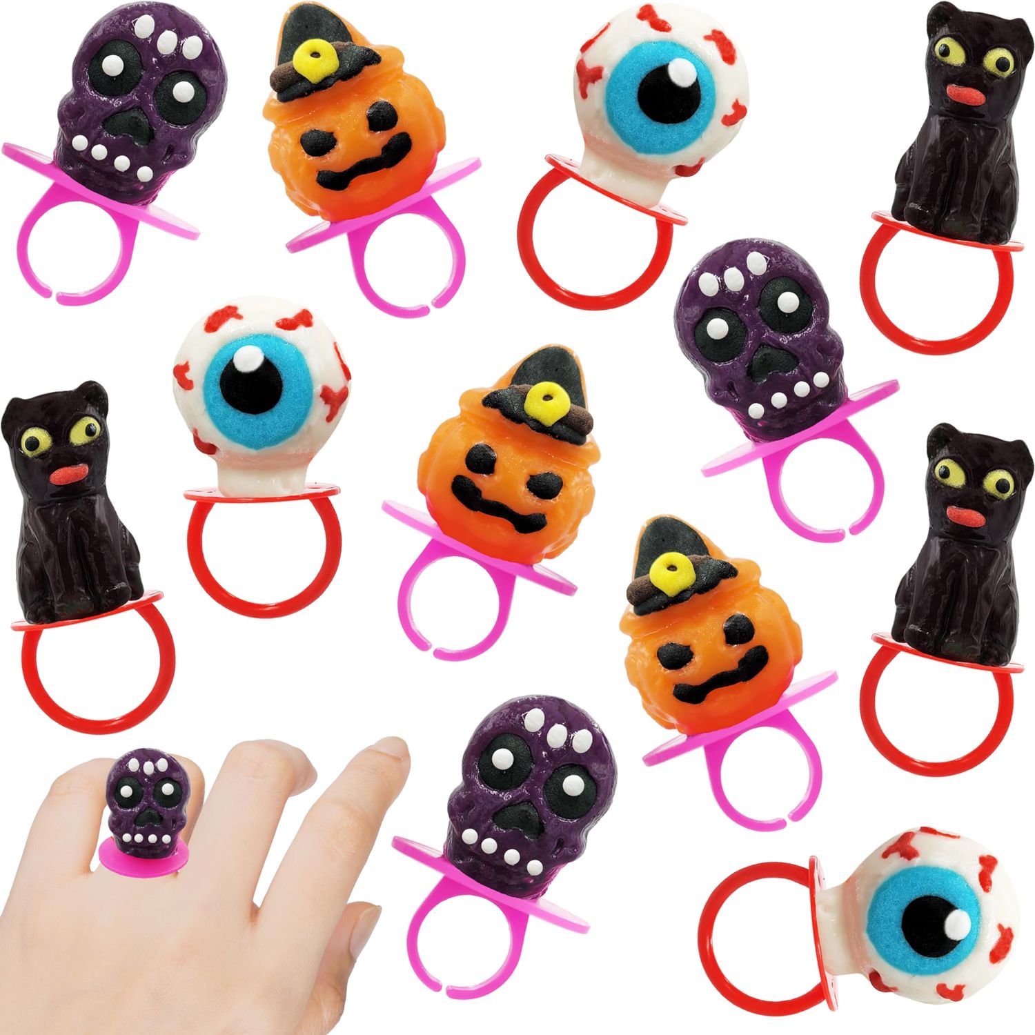 Fruidles Halloween Candy Rings, Hard, Individually Wrapped (48-Pack)