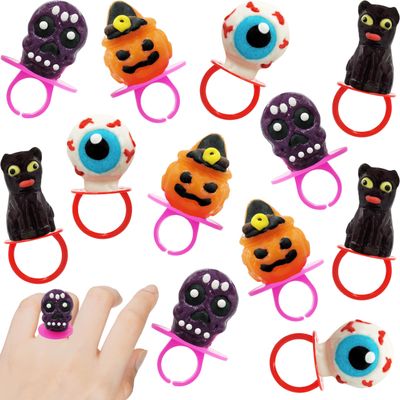Fruidles Halloween Candy Rings, Hard, Individually Wrapped (48-Pack)