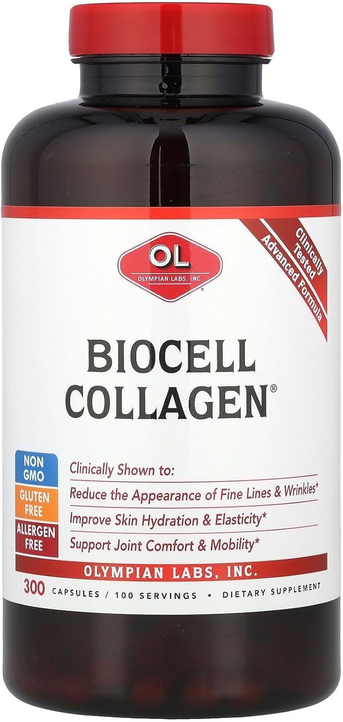 Olympian Labs Biocell Collagen II 1500mg Supplement Capsules Non-GMO, Gluten-Free, Allergan-Free - Supports Skin Joint Health and Cartilage Producing Cells - Bulk 300 Capsules (100 Day Supply)