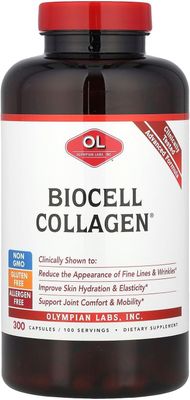 Olympian Labs Biocell Collagen II 1500mg Supplement Capsules Non-GMO, Gluten-Free, Allergan-Free - Supports Skin Joint Health and Cartilage Producing Cells - Bulk 300 Capsules (100 Day Supply)