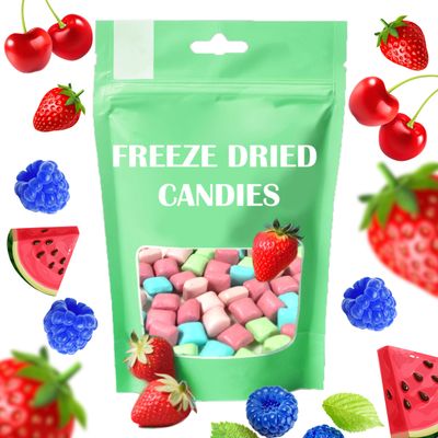 Freeze Dried Candy 11oz Mini Sours Candies Puffs Burst Fruit Flavors Strawberry Watermelon Blue Raspberry Cherry Deliciously Gift Pillows Crunchy Lightweight Treat Snack in Zipper Resealable Bag