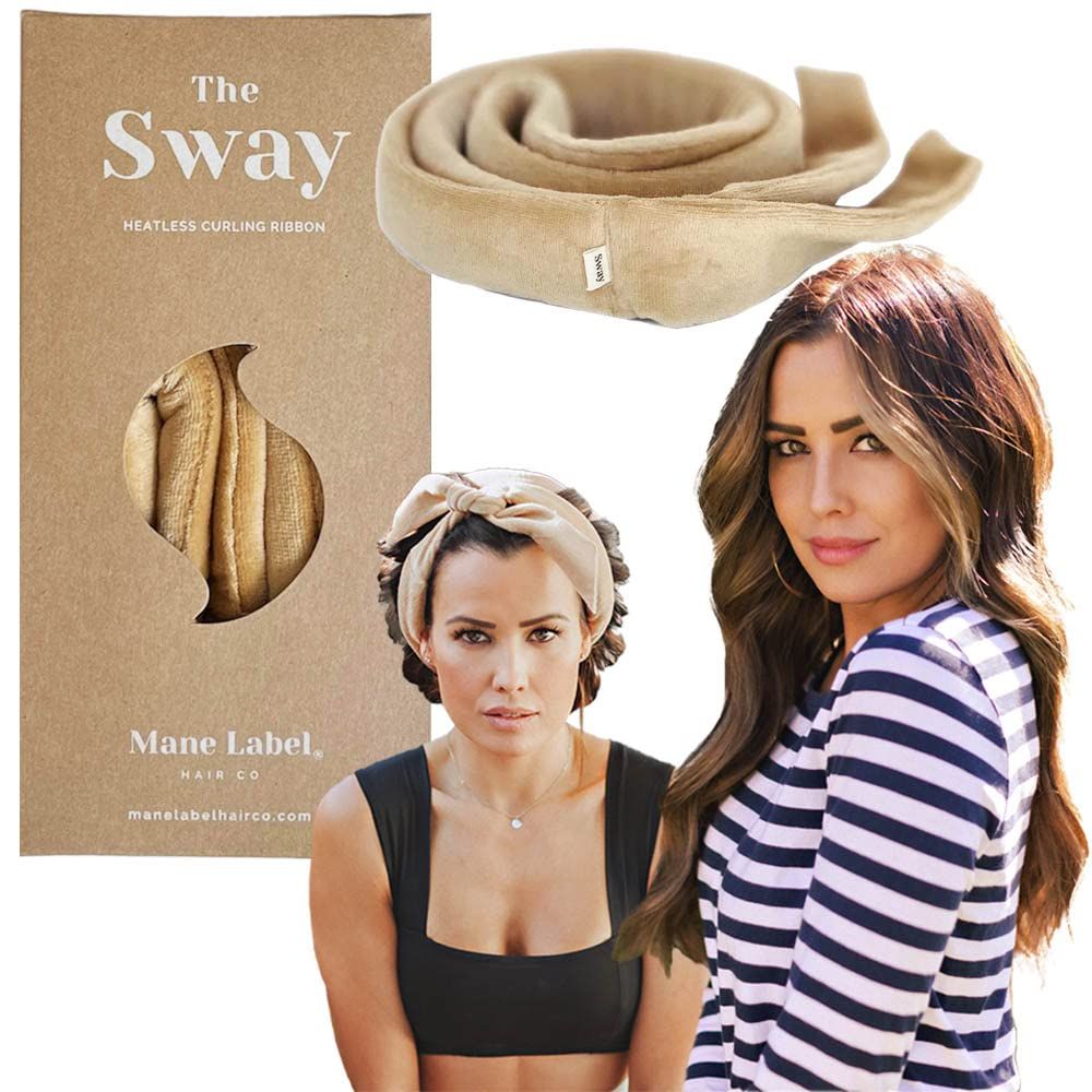 Hair Curling Ribbon Wrap: The Original Sway Heatless Curling Ribbons Luxe Velour Mane Label Hair Co. (Camel)