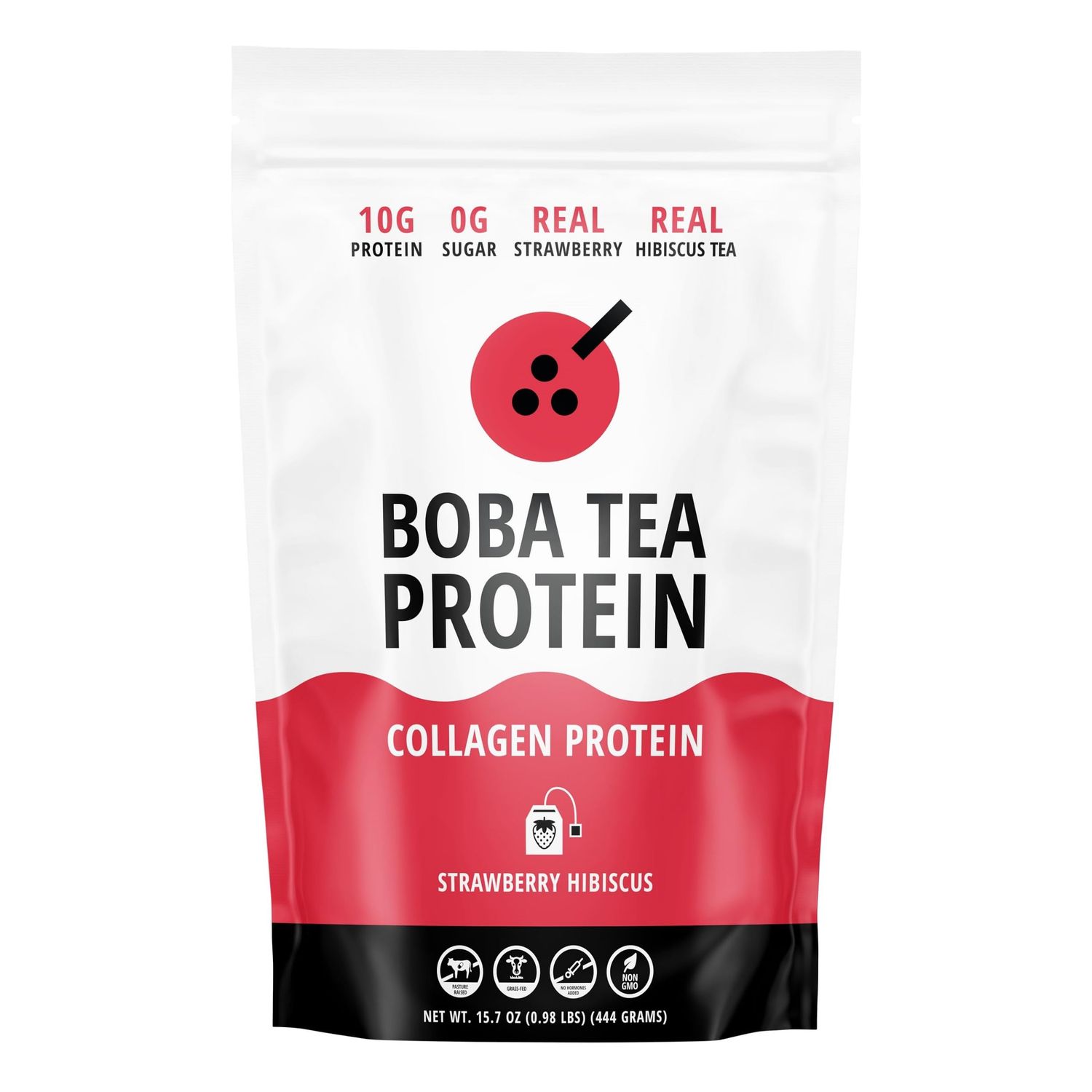 Strawberry Hibiscus Flavored Collagen 30 Servings Grass-Fed Hydrolyzed Bovine Collagen Powder for Men and Women Promotes Hair, Nail, Skin, Bone, and Joint Health No Added Sugar