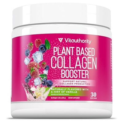 Vitauthority Vegan Collagen Powder for Women - Plant Based Collagen Supplement for Women with Proprietary Vegan Hair Skin and Nails Vitamins - Vegetarian Collagen Powder with Hyaluronic Acid