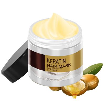 JIMYAUQIN Collagen Argan Oil Hair Mask for Damaged Hair, Including Curly, Straight, Thin Fine Hair, Nourishing Hair Essence Care (100g, 3.53oz)