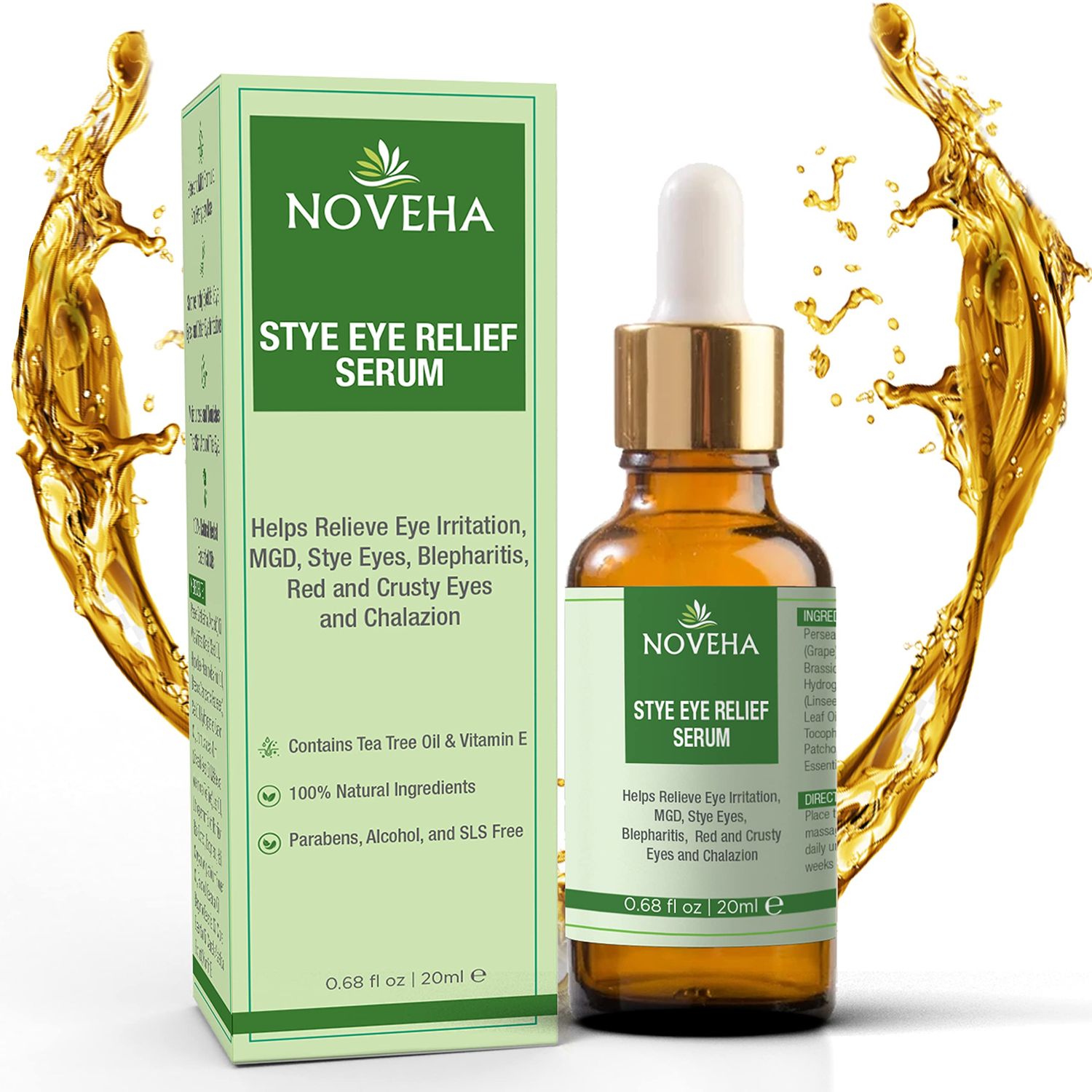 NOVEHA Stye Relief Serum for Blepharitis Management, Eyelid Bumps (20 ml)