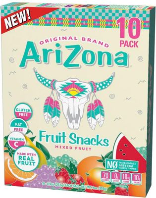 AriZona Iced Tea Fruit Snacks, Mixed Fruit - 0.9 oz, 10 count Box
