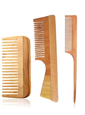 TASHKURST Neem Wooden Comb Hair comb set combo for Women Men Kachi Neem wood Comb Kangi hair comb set for women Wooden Comb for women hair growth Kanghi for Hair (Pack of 3)