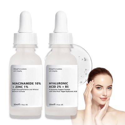 Niacinamide 10 Zinc 1 - Hyaluronic Acid 2 B5 Serum Set, Niacinamide Serum for Face, Niacinamide Facial Serum for Blemish-Prone Skin, Hyaluronic Acid Serum for Plumper, Smoother Skin 2Pcs
