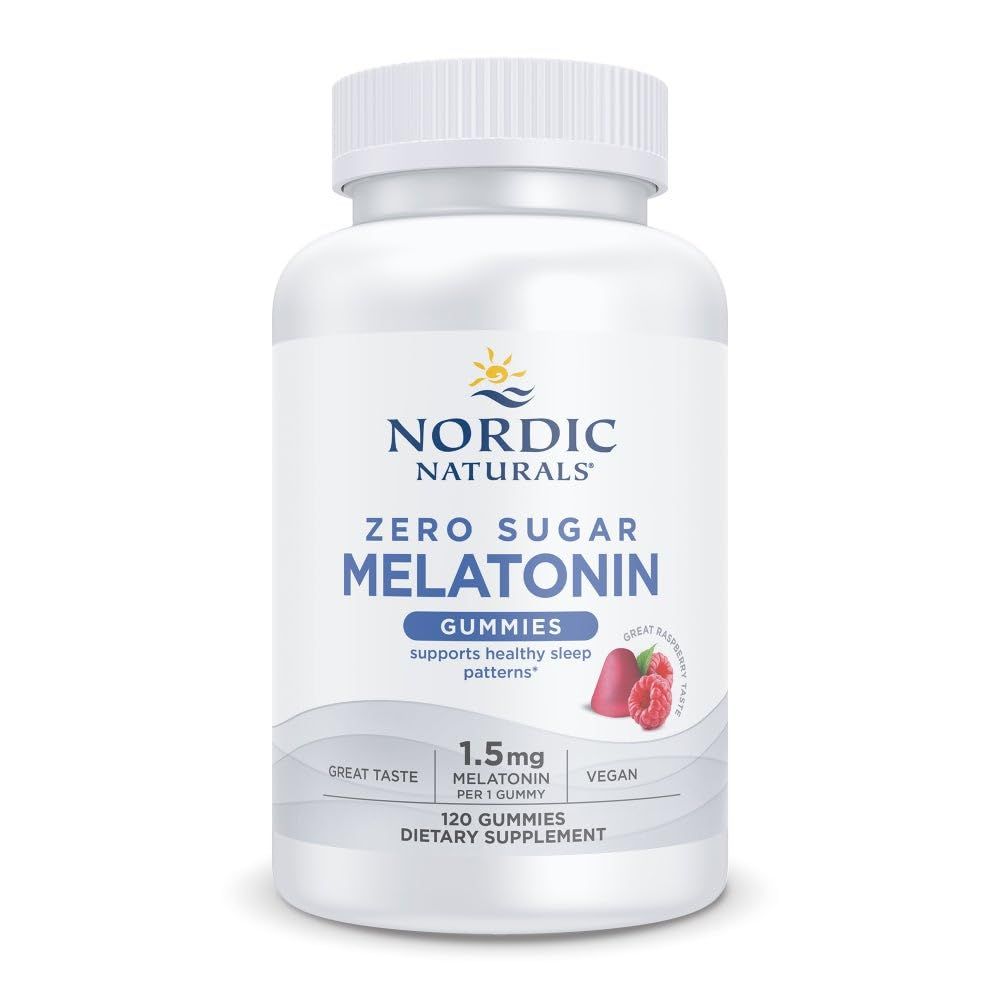 Nordic Naturals Zero Sugar Melatonin Gummies, Raspberry - 120 Gummies - 1.5 mg Melatonin - Great Taste - Restful Sleep, Antioxidant Support - Non-GMO, Vegan - 120 Servings