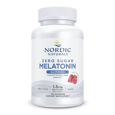 Nordic Naturals Zero Sugar Melatonin Gummies, Raspberry - 120 Gummies - 1.5 mg Melatonin - Great Taste - Restful Sleep, Antioxidant Support - Non-GMO, Vegan - 120 Servings