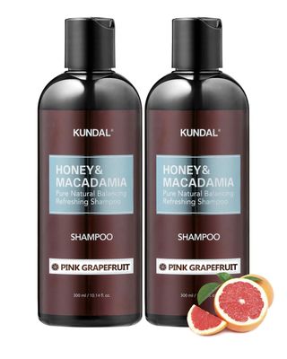 KUNDAL Natural Hair Shampoo Set Pink Grapefruit Scent- Ultimate Damage Hair Repair Strengthen, Nourish dry, with Honey, Argan Oil, Macadamia Oil, Free Sulfate 600ml(20.3 Fl Oz)