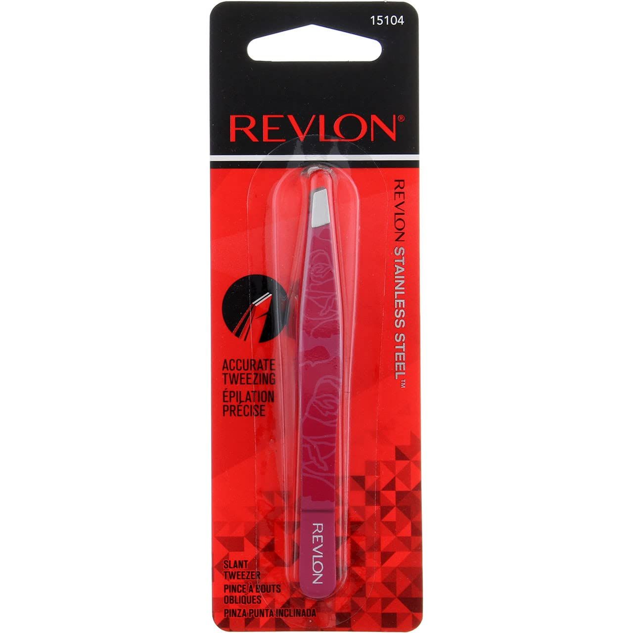 Revlon Eyebrow Hair Removal Tweezer, Designer Collection, High Precision Tweezers for Men, Women Kids, Stainless Steel (StyleColor May Vary) (Pack of 1)