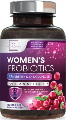 Probiotics for Women 60 Billion CFU, 16 Strains for pH Balance, Vaginal Digestive Support, Womens Probiotic and Prebiotic Cranberry for Gut, Urinary Immune Support, Shelf Stable - 120 Capsules