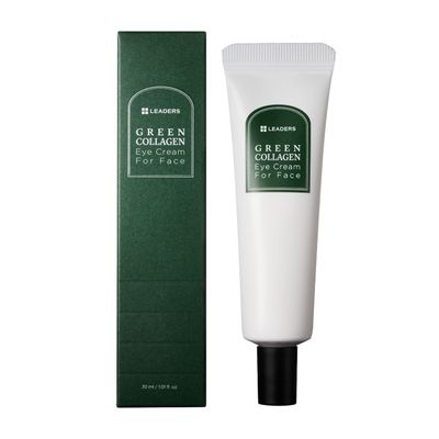 LEADERS Green Collagen Eye Cream for Face - Vegan Anti-Aging Eye Treatment, Reduces Fine Lines Dark Circles Without Irritation, Improves Skin Elasticity Hydration, Softens Wrinkles, 30ml
