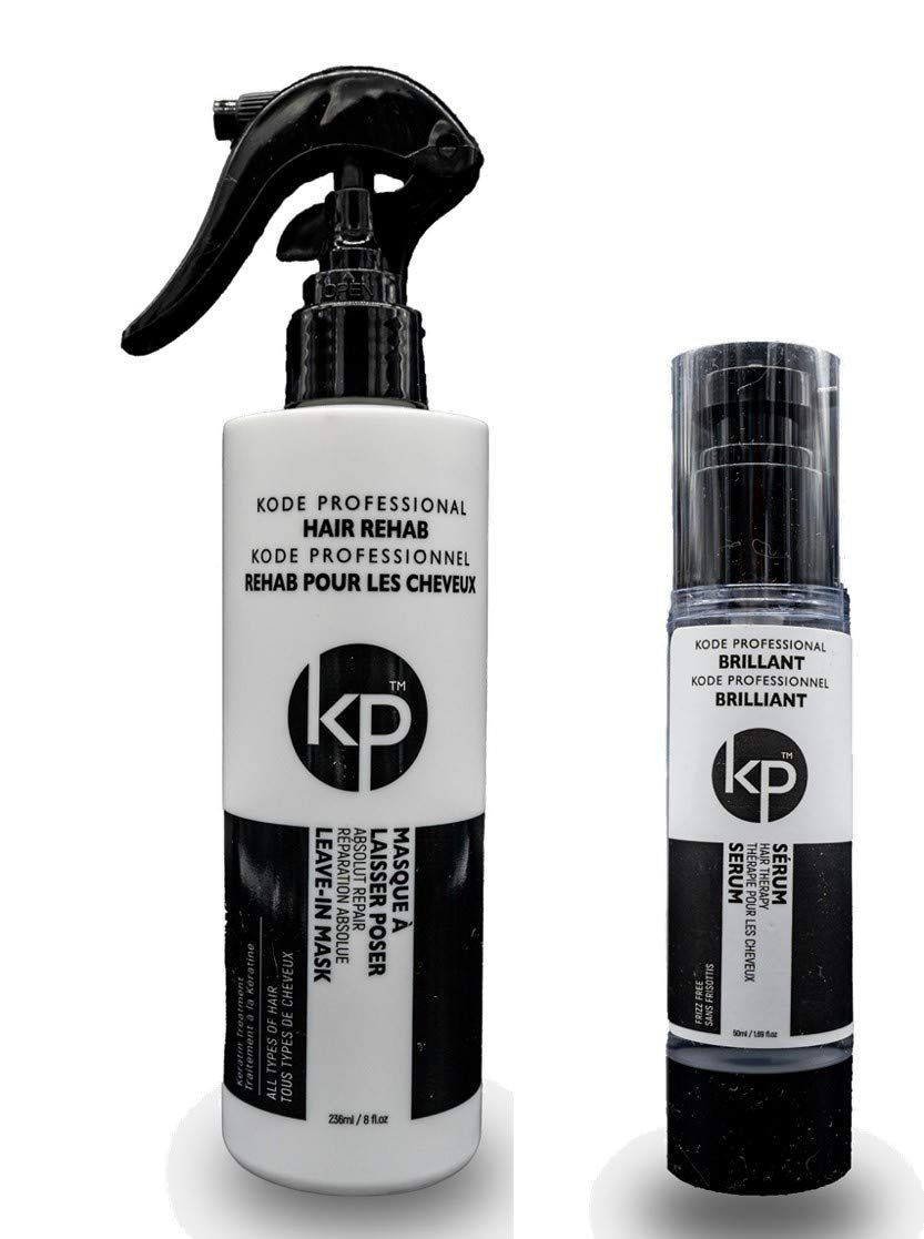 2PC Bundle: Kode Professional 50 ml Brilliant Serum and 8floz Hair Rehab 12 - in - 1 Leave In Mask