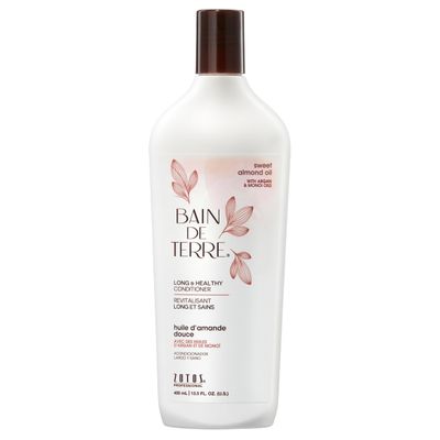 Bain de Terre Sweet Almond Oil Long Healthy Conditioner, Strength Protection for Weak, Damaged Hair, with Argan Monoi Oils, Paraben-Free, Color-Safe, Vegan, 13.5 Fl Oz
