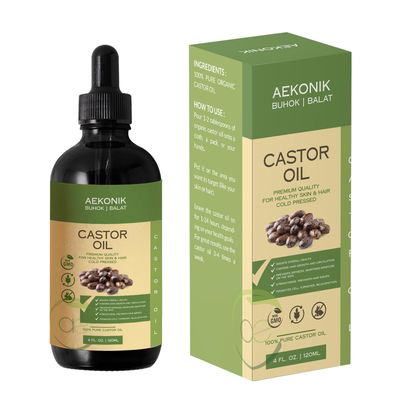 Organic Cold Pressed Castor Oil - Promotes Hair Growth, Scalp Health Deep Moisturization - Pure Natural Healing Properties - Versatile Use for Hair, Skin Eyelash Growth 4fl oz (120 ml)