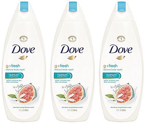 Dove Body Wash - Go Fresh - Restore - With Blue Fig Orange Blossom Scent - Net Wt. 22 FL OZ (650 mL) Per Bottle - Pack of 3 Bottles