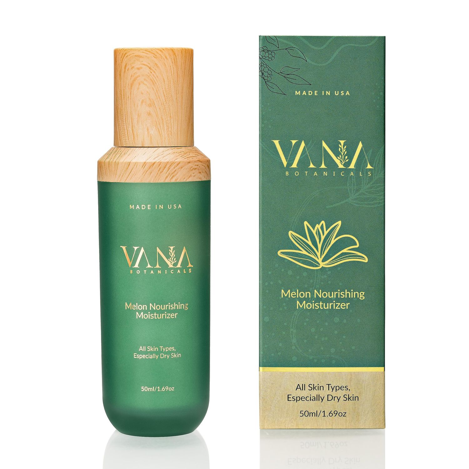 Vana Botanicals Melon Nourishing Moisturizer - Deep Hydration with Watermelon Extract Hyaluronic Acid - Organic Vegan - Reduces Dryness Enhances Glow - Made in USA