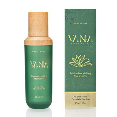 Vana Botanicals Melon Nourishing Moisturizer - Deep Hydration with Watermelon Extract Hyaluronic Acid - Organic Vegan - Reduces Dryness Enhances Glow - Made in USA