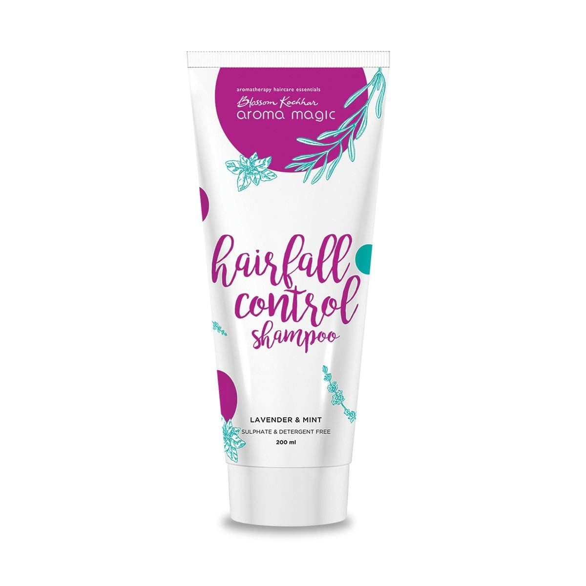 Aroma Magic Hairfall Control Shampoo Sulfate Paraben Free Lavender Mint Formula for Hair Growth, Dandruff Scalp Care Gentle Natural Cleanser 6.76 Fl Oz (200ml)