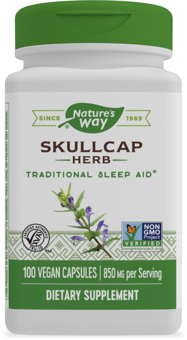 Nature&#39;s Way Skullcap Herb - Traditional Herbal Sleep Support - Skullcap Herb - Non-GMO Project Verified - Gluten Free Vegan - 100 Vegan Capsules