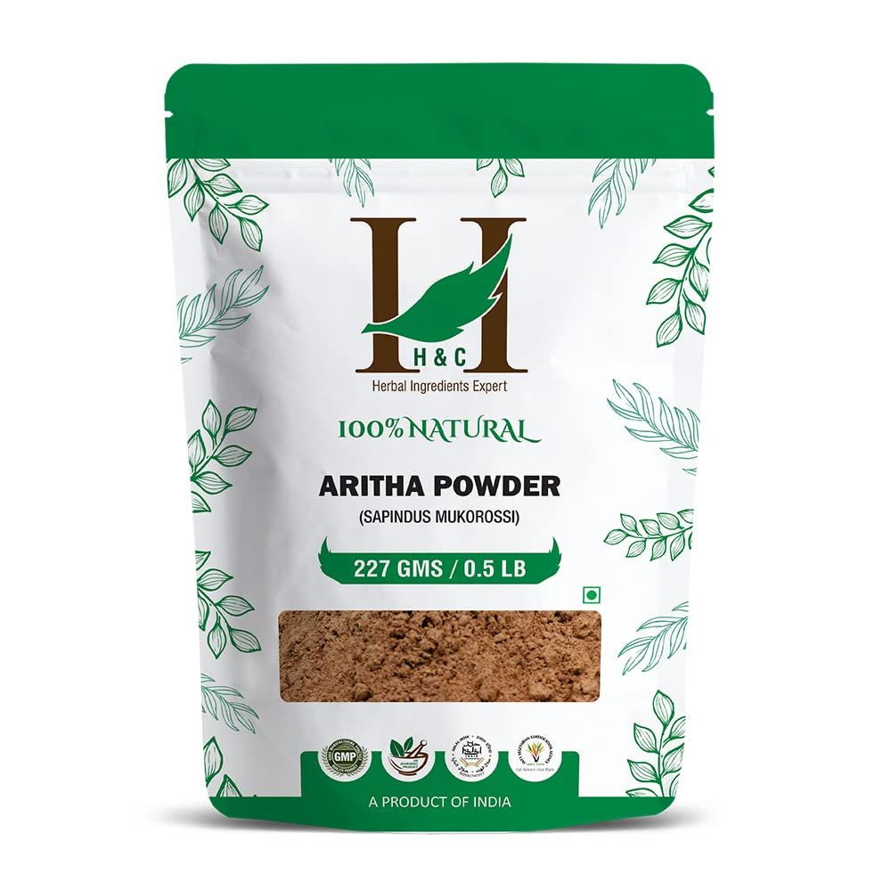 HC HERBAL INGREDIENTS EXPERT 100 Natural Aritha Powder 227 gm 0.5 lb Soapnut Hair Mask Natural Cleanser for Hair Growth Reduced Fall, Enhancing Growth Reducing Hair Loss