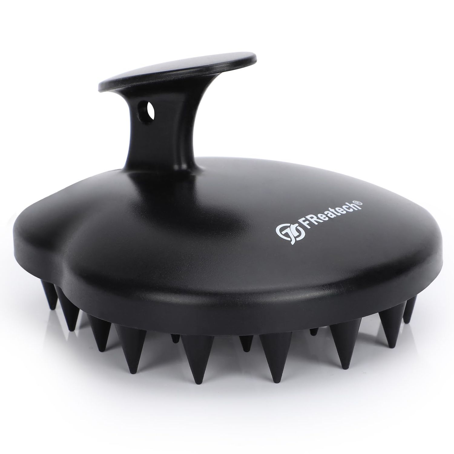 FREATECH 100 Silicone Hair Scalp Massager Shampoo Brush for Scalp Care and Hair Growth, Waterproof Shower Hair Scrubber Scalp Exfoliator for Dandruff and Buildup, Sturdy and Hygienic, Black