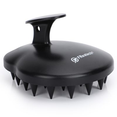 FREATECH 100 Silicone Hair Scalp Massager Shampoo Brush for Scalp Care and Hair Growth, Waterproof Shower Hair Scrubber Scalp Exfoliator for Dandruff and Buildup, Sturdy and Hygienic, Black