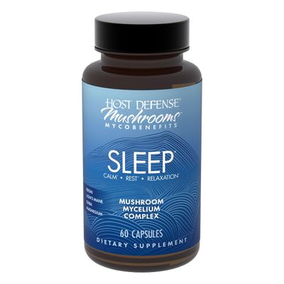 Host Defense MycoBenefits Sleep Capsules - Rest Support for Healthy Sleep Quality - Calming Supplement with Magnesium, Lion&#39;s Mane GABA - Aids Balanced Rest Cycles - 60 Capsules (30 Servings)