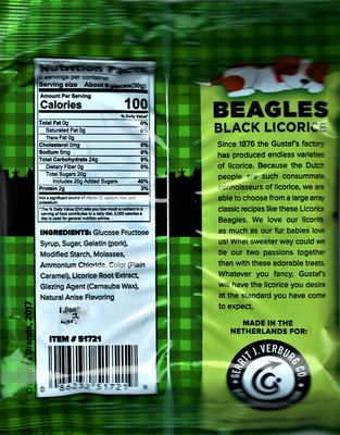 Gustafs Dutch Licorice Beagles Gummy Candy, 5.29 oz bag