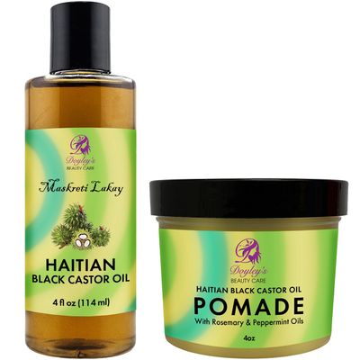 Doyley&#39;s Haitian Black Castor Oil 4oz and Pomade 4oz 2-Pack Bundle