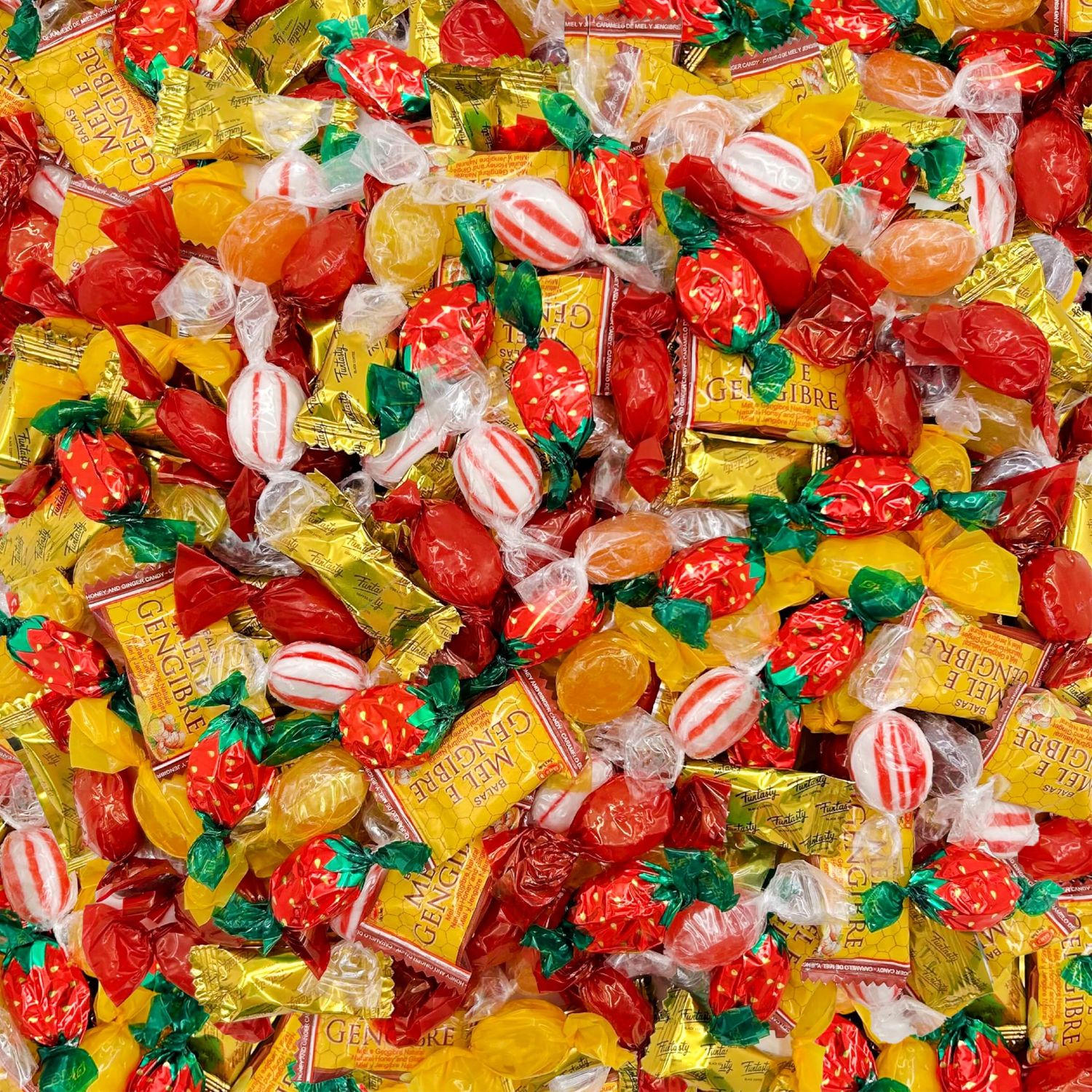 Hard Candy Assortment - 2 Pound Bulk Pack (About 160 Count) - Strawberry Bon Bons, Peppermint, Cinnamon, Honey Ginger, Fruit, Coffee Flavored