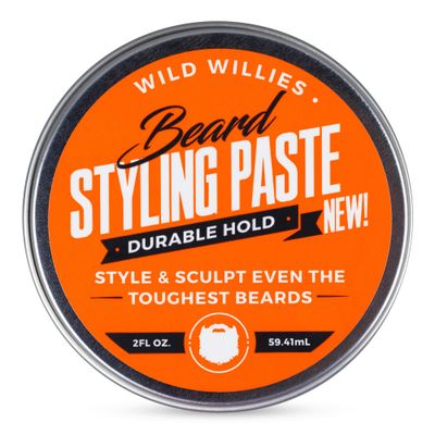 Wild Willies Beard Styling Paste - Men&#39;s Grooming Balm with Durable Medium Hold, Hydrates Tames Flyaway Facial Hair - Non-Greasy, Matte Finish Beard Cream - Essential Beard Care for Men, 2 fl oz