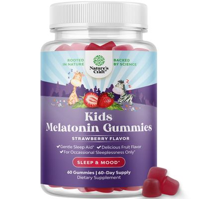 Natures Craft Melatonin Gummies for Kids Sleep Support - Hassle-Free Kids Melatonin Gummies for Mood Support - Delicious and Tummy Friendly Gummy 1 Mg Little Ones Non-GMO Gluten Free and Halal