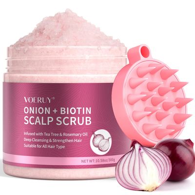 VOERUY Scalp Scrub, Onion Scalp Exfoliator Shampoo, 2-in-1 Scalp Treatment with Biotin, Hair Treatment to Clarify and Remove Build Up, 10.6oz300g