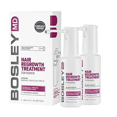 BosleyMD Minoxidil Woman Spray, Thinning TreatmentHairspray for Hair Loss and Hair Regrowth, Topical Solution, No Mess Sprayer, 2-month Supply