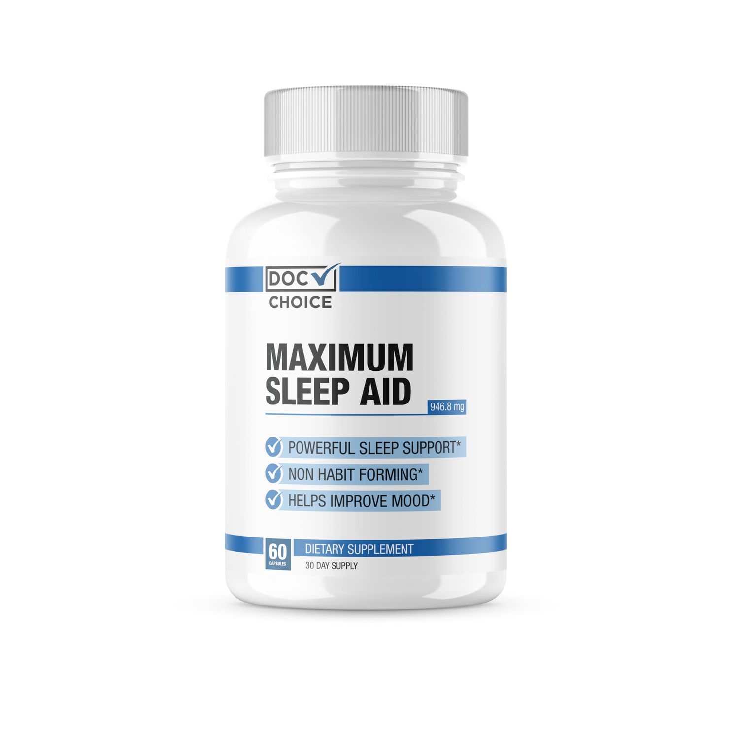 Maximum Sleep Aid Highly Dosed Non-Habit Forming Sleep Aid for Adults Mood, Sleep, Restfulness Support 18 Research Backed Ingredients Melatonin, Magnesium, GABA, Ashwagandha More - 60 Caps