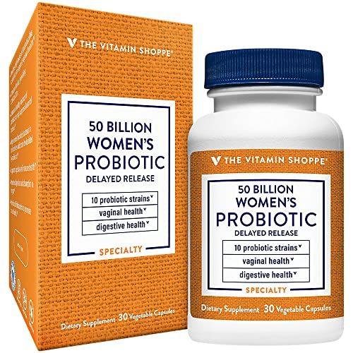 Women&#39;s Probiotic Delayed Release 50 Billion - with 10 Probiotic Strains to Support Digestive, Immune Vaginal Health or Yeast Imbalance - Shelf Stable (30 Veggie Caps) by The Vitamin Shoppe