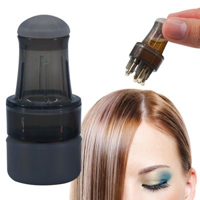 Hair Oil Applicator Bottle with Scalp Massager - Root Comb and Ball Tip for Hair Growth (Transparent Grey)
