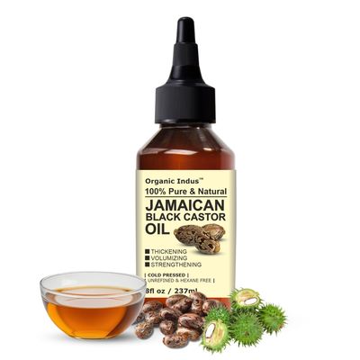 Organic Indus Jamaican Black Castor Oil for Hair Growth Oil, Skin Conditioning, Eyebrows Eyelashes, Scalp and Nail Care 4 Ounce