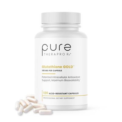 Pure TheraPro Rx S-Acetyl Glutathione Gold 100mg, Made in USA - 4 Month Supply Acid Resistant Capsules Patented Acetylated Form of Glutathione Zero Fillers, Pharmaceutical Grade, Non GMO